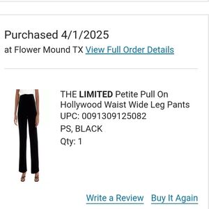 THE LIMITEDPetite Pull On Hollywood Waist Wide Leg Pants Velvet!!